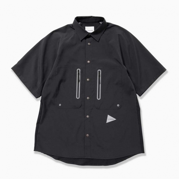 and wander / アンドワンダー | tech short sleeve shirt - Black