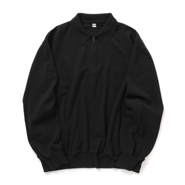 blurhms / ブラームス | Co/Silk Nep Harf-Zip Shirt - Black | 通販
