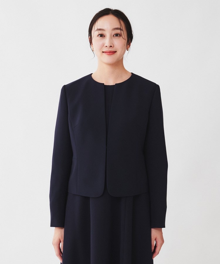 通勤スーツ】ノーカラージャケット（ノーカラージャケット