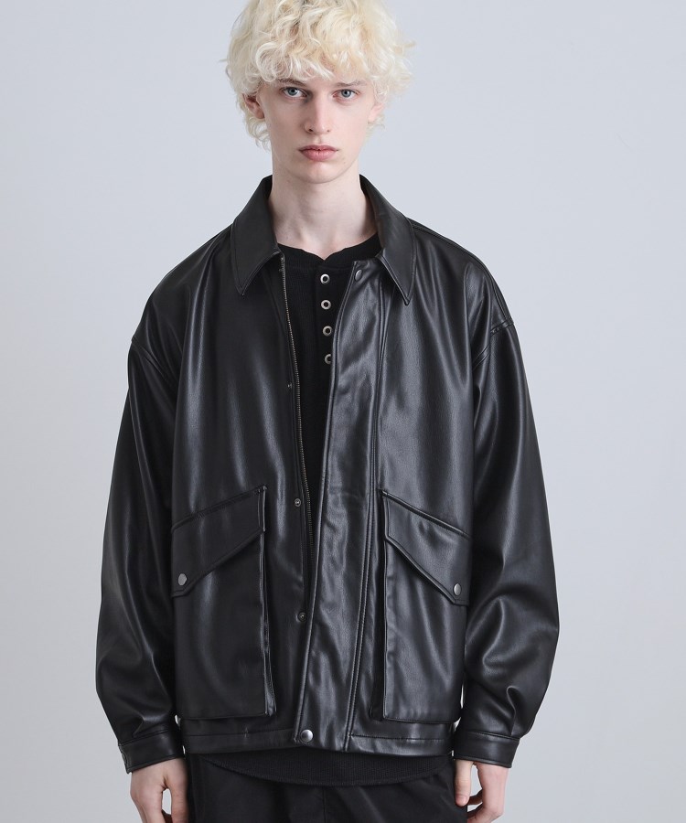 シンセティックレザーフライトジャケット（ブルゾン/ジャンバー） | tk