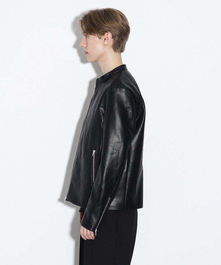 WEB限定】シンセティックレザーシングルライダースジャケット