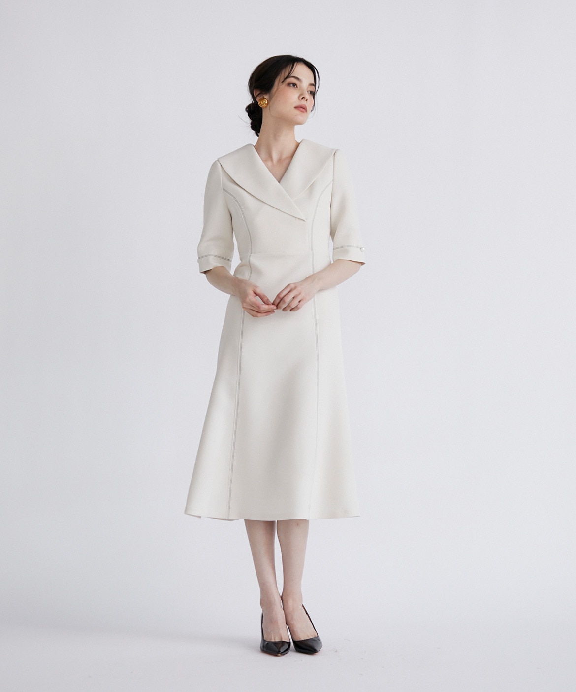 M Maglie le cassetto》ショールカラーワンピース｜M Maglie le