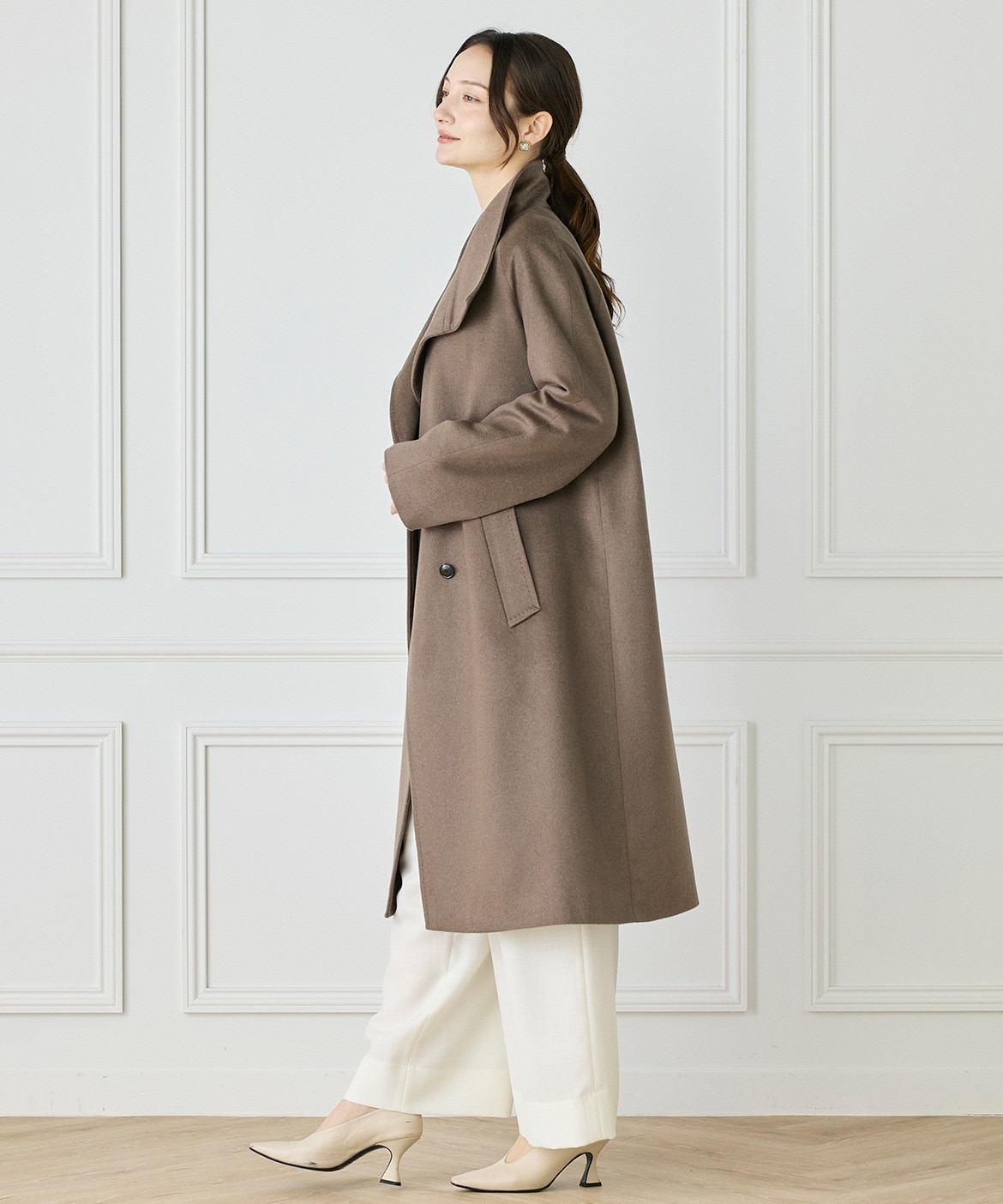 WEB限定》カシミヤ100%スタンドカラーコート｜INED（イネド