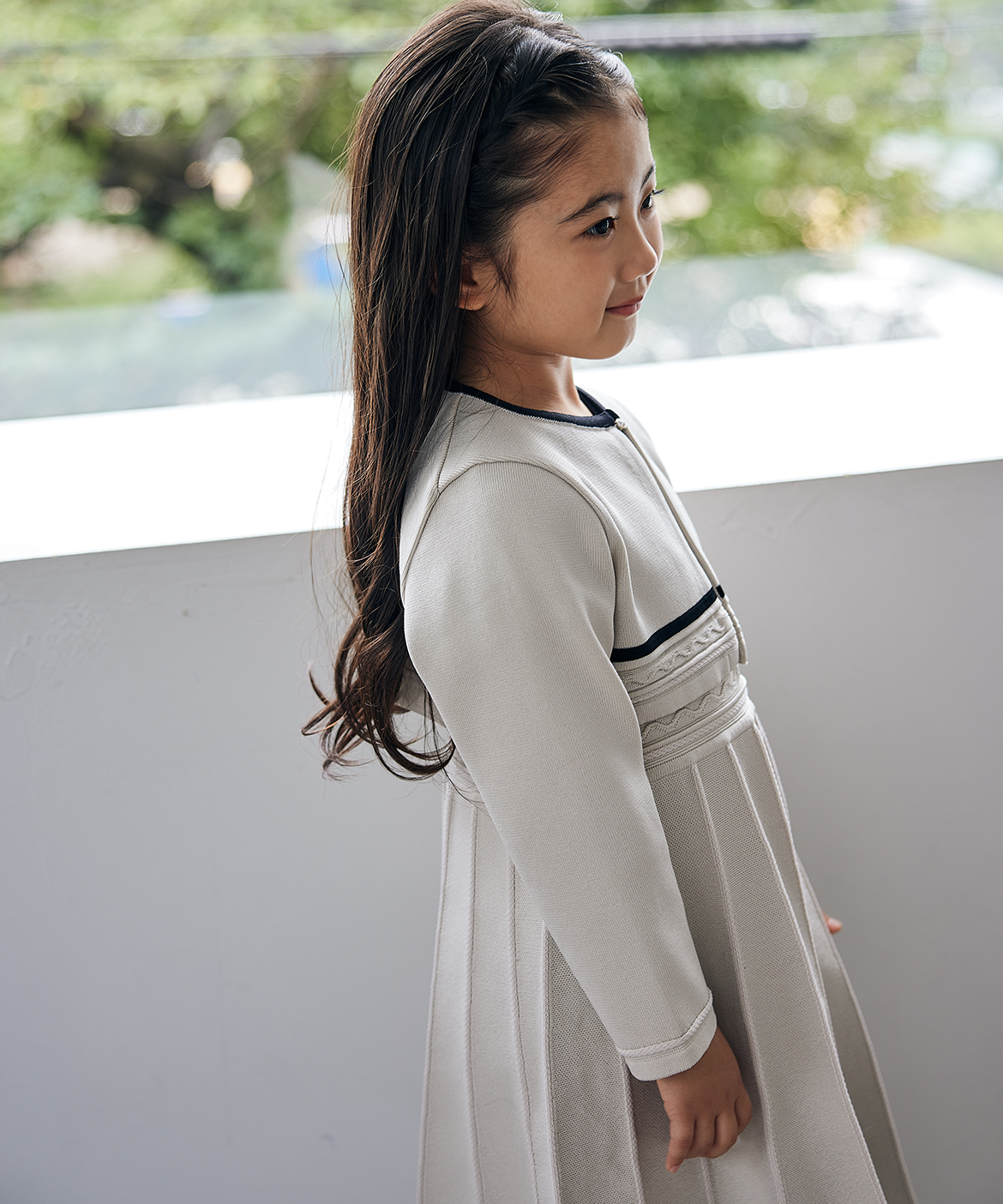 M Maglie le cassetto fiorelino》バイカラーニットワンピース《Kids