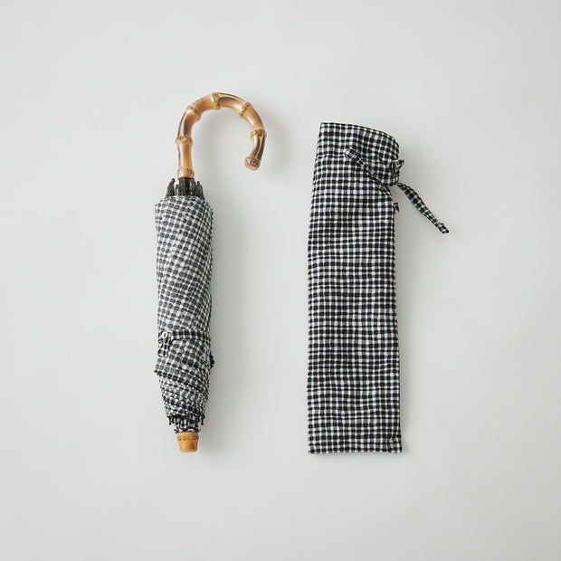 ボンボンストア ドローイングチェック 折りたたみ傘 ブラック ｜くらす