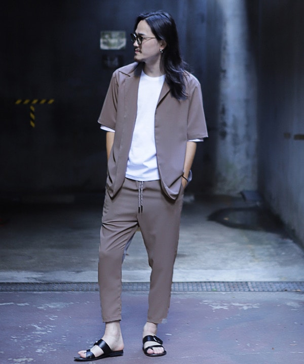 セットアップ対応】ジョーゼットサルエルパンツ｜メンズファッション