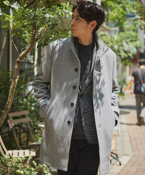 ヘリンボンスタンドカラーコート｜メンズファッション通販 MEN'S BIGI