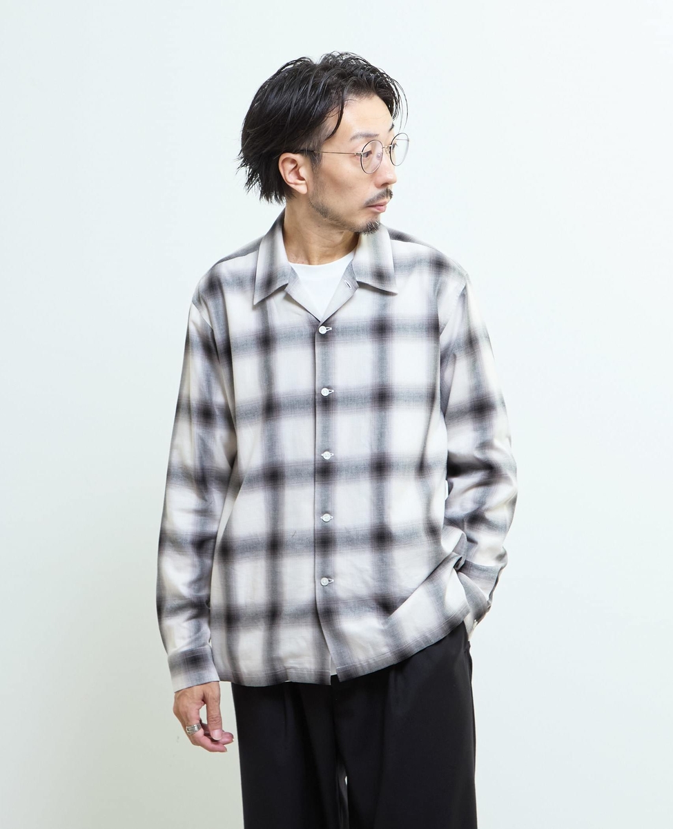 オンブレチェックオープンカラーシャツ｜MEN'S MELROSE（メンズ
