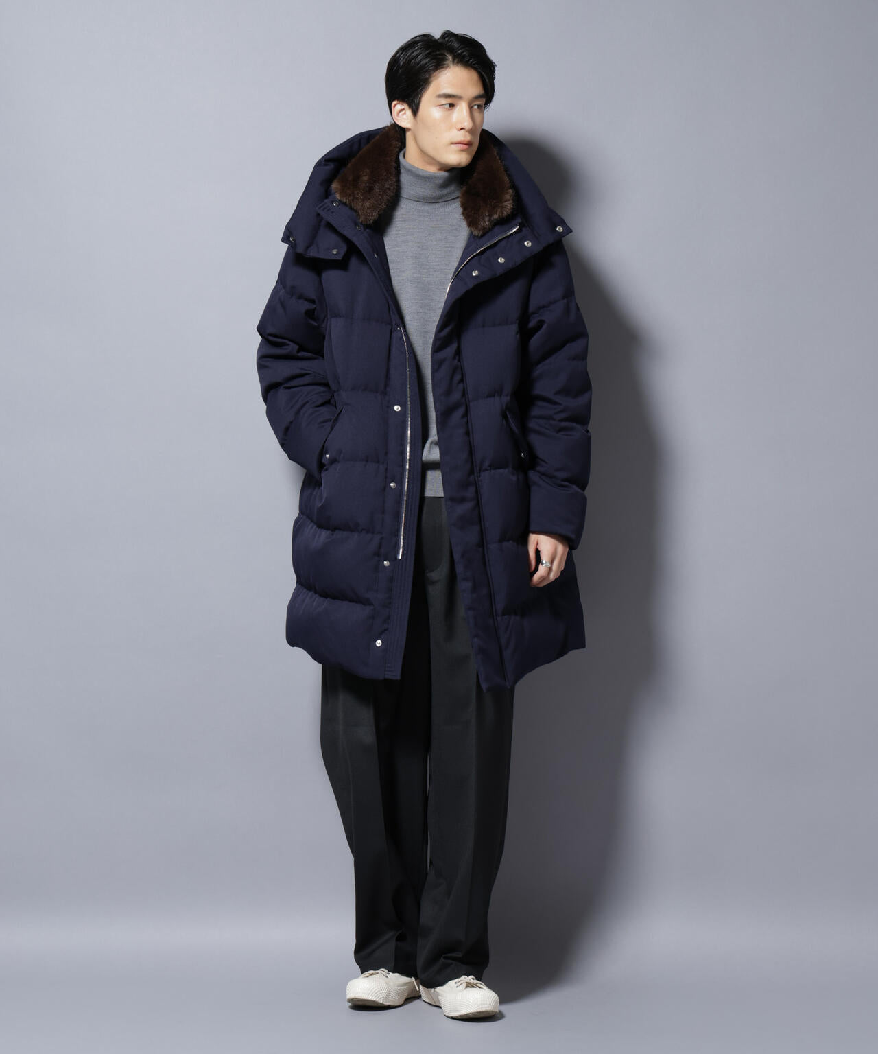 西川ダウン(R)」フェイクファーカラーサージロングダウン