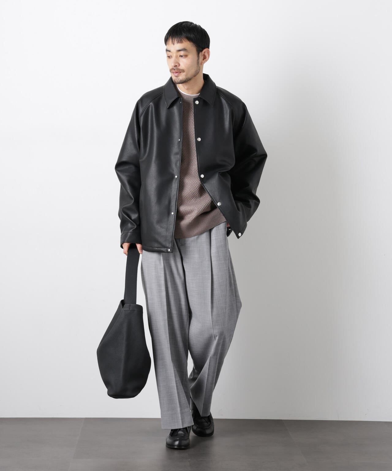 フェイクレザーリラックスコーチジャケット