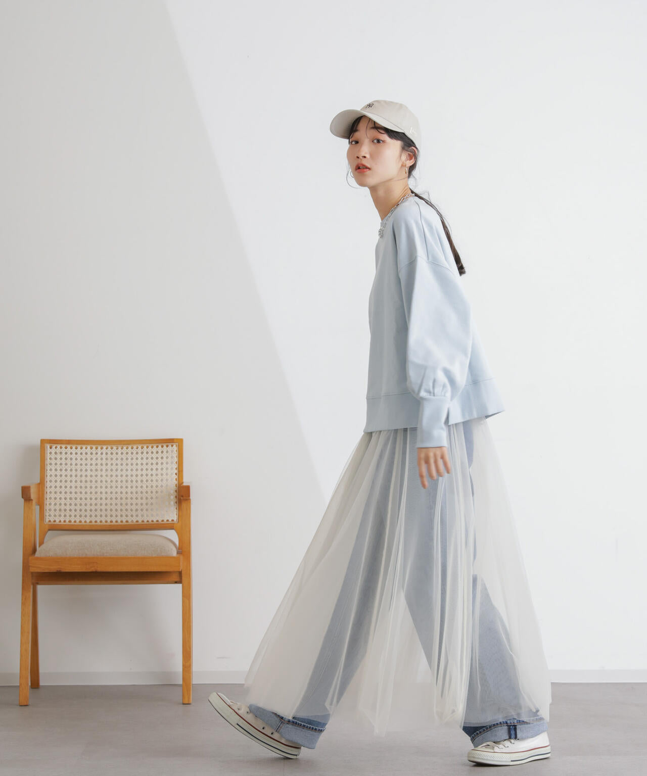 2way レイヤード チュールスカート