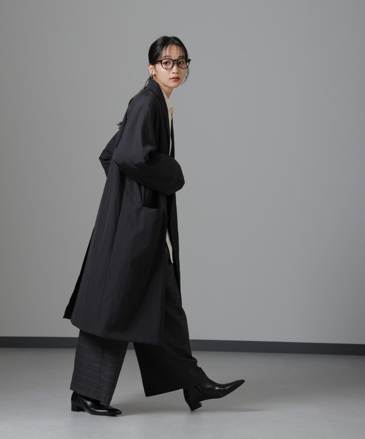 撥水加工・機能中綿 Wボタン ラグラン ロングコート