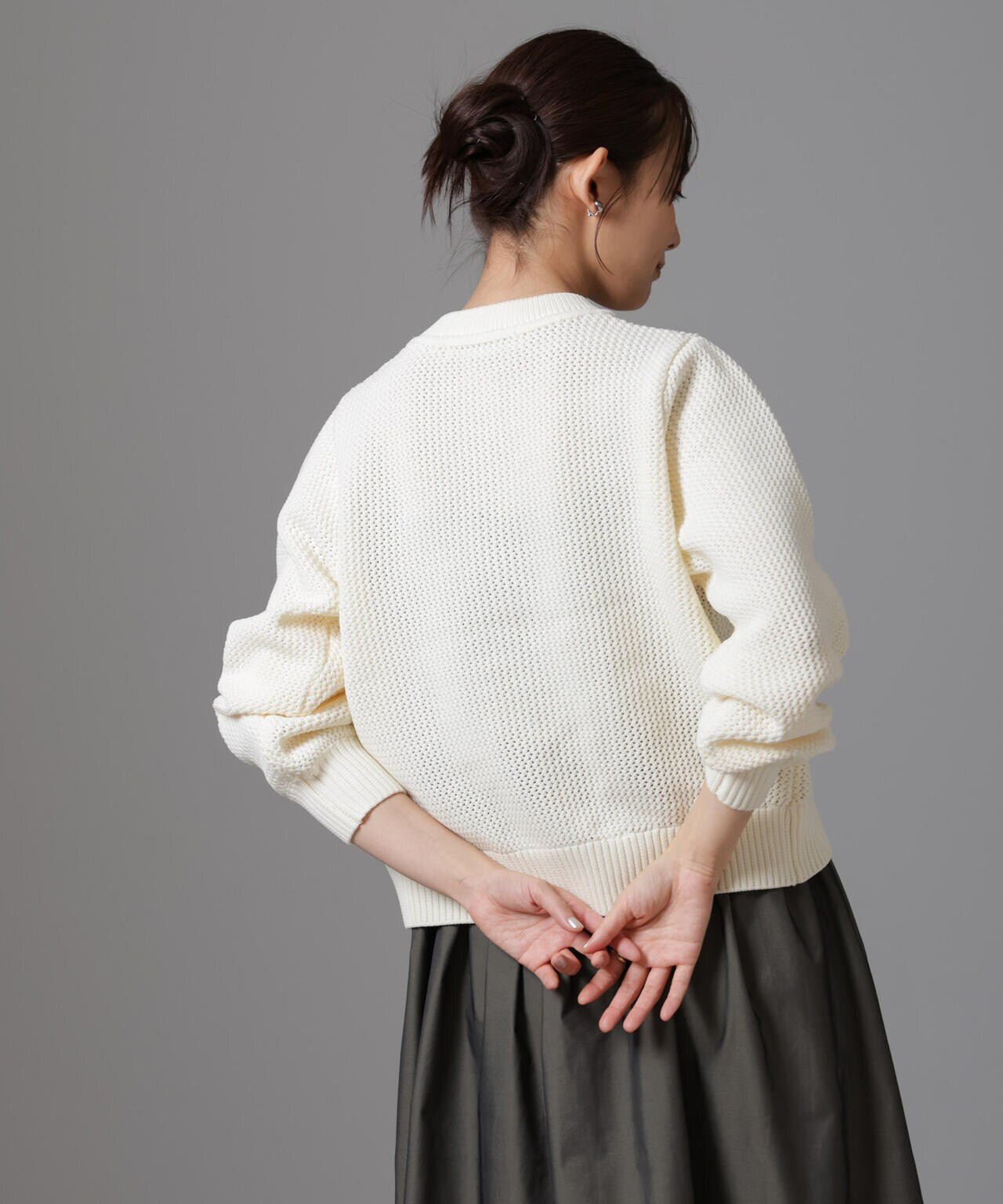 洗濯機 洗い可 軽量 ツイード調 ニット カーディガン