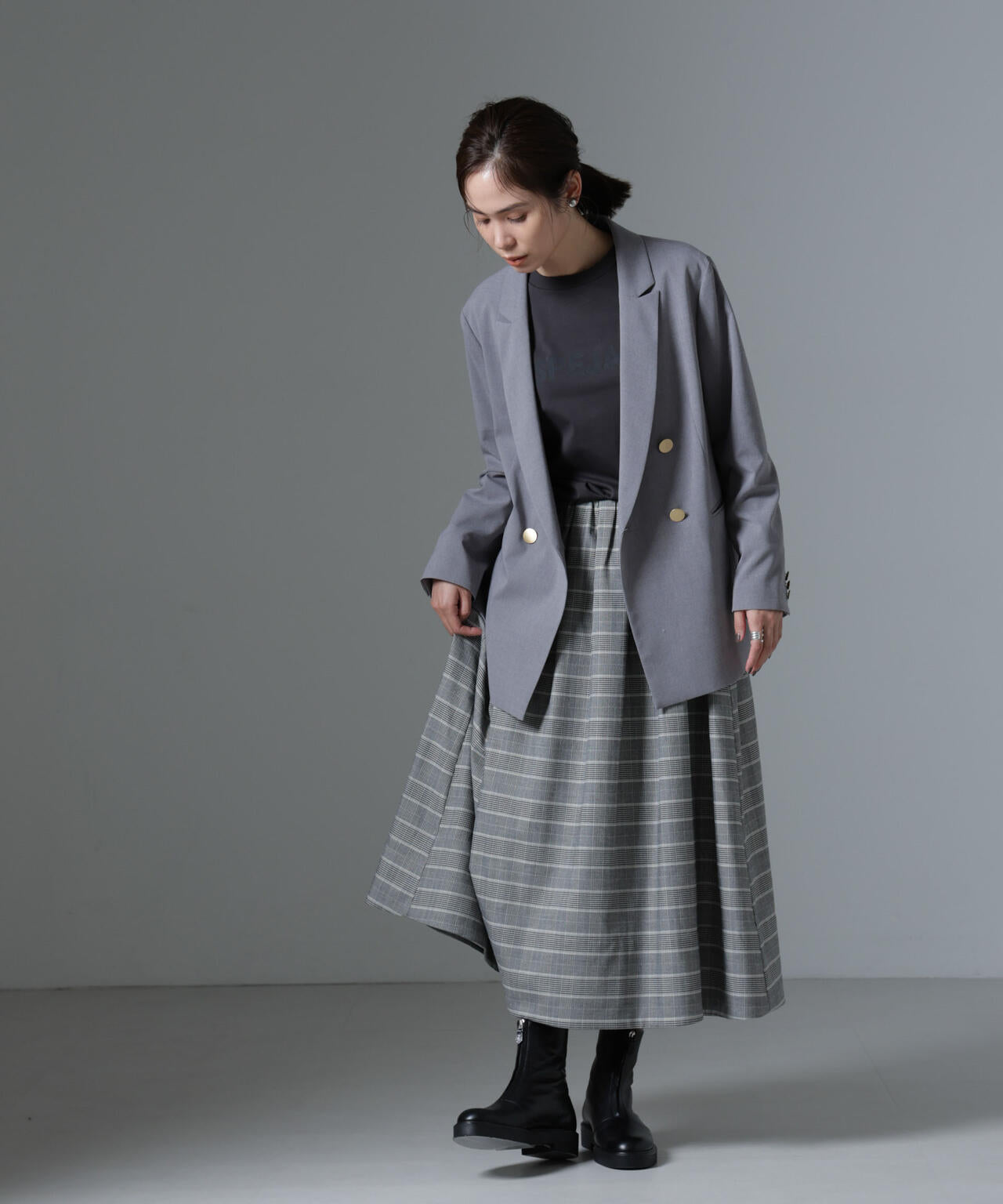 グレンチェック タック スカート