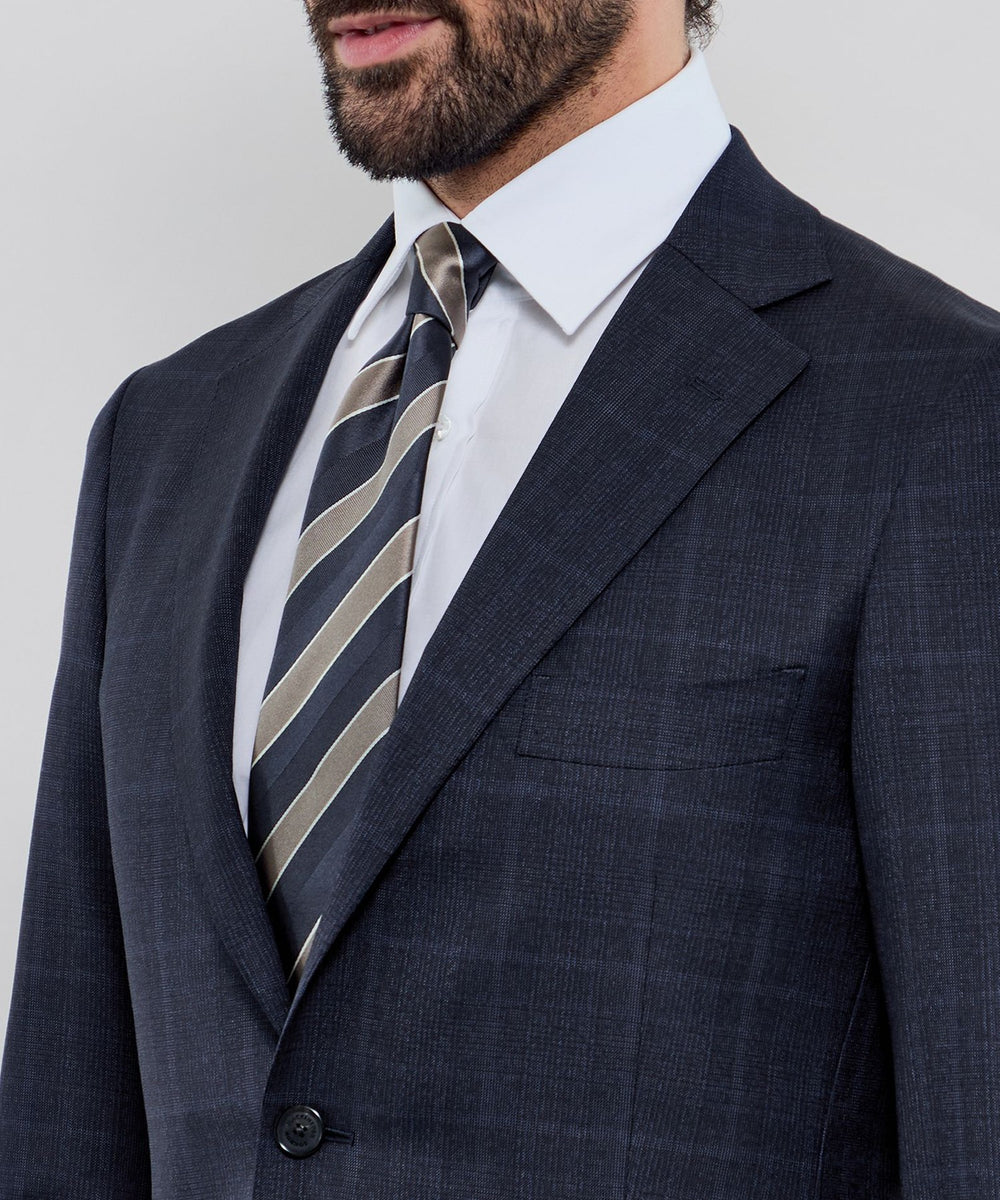 NEW BRIDGE】Super150's コンビネーションチェックネイビースーツ
