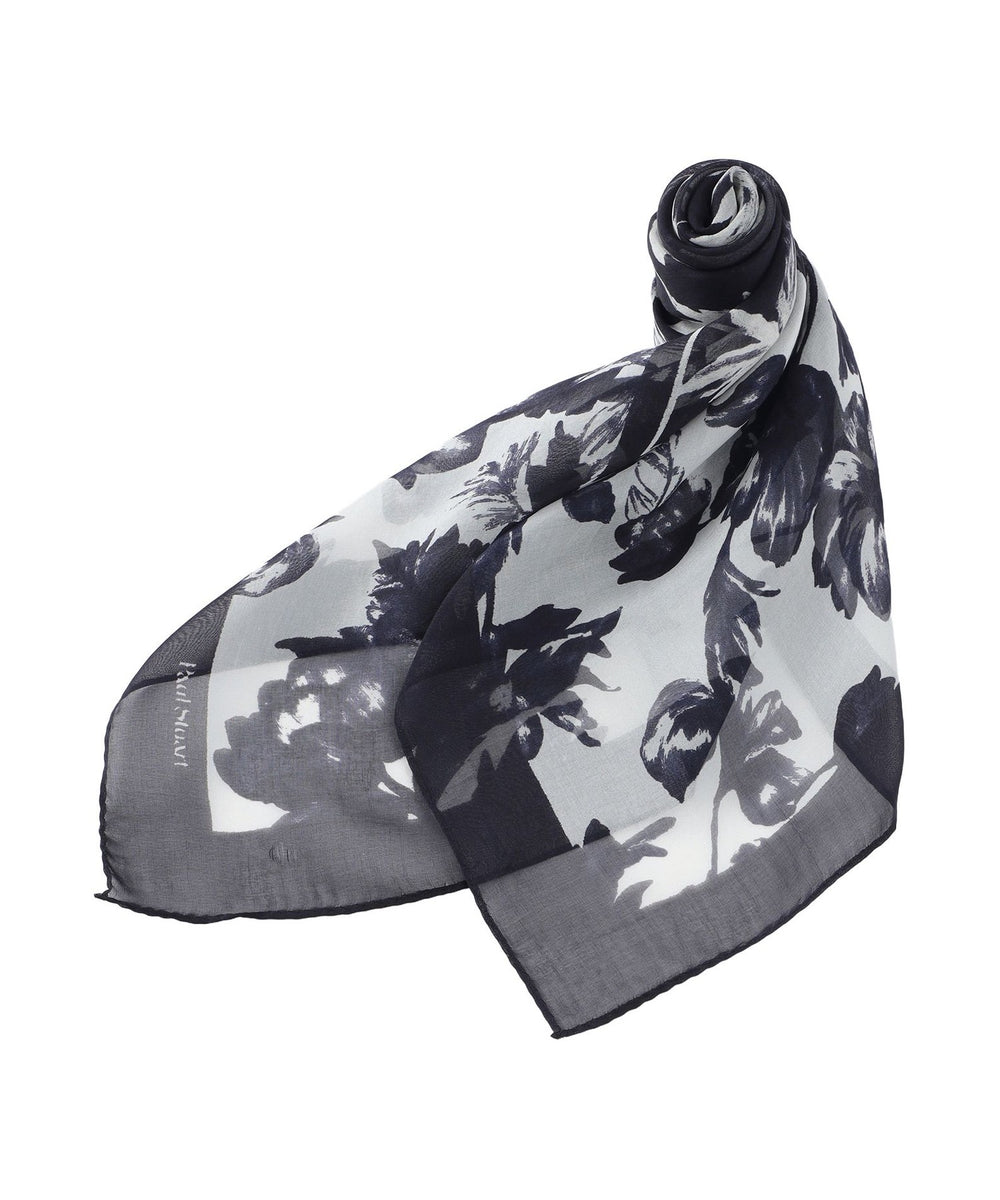 ウォッシャブル】シアーフラワースカーフ(マフラー・ストール