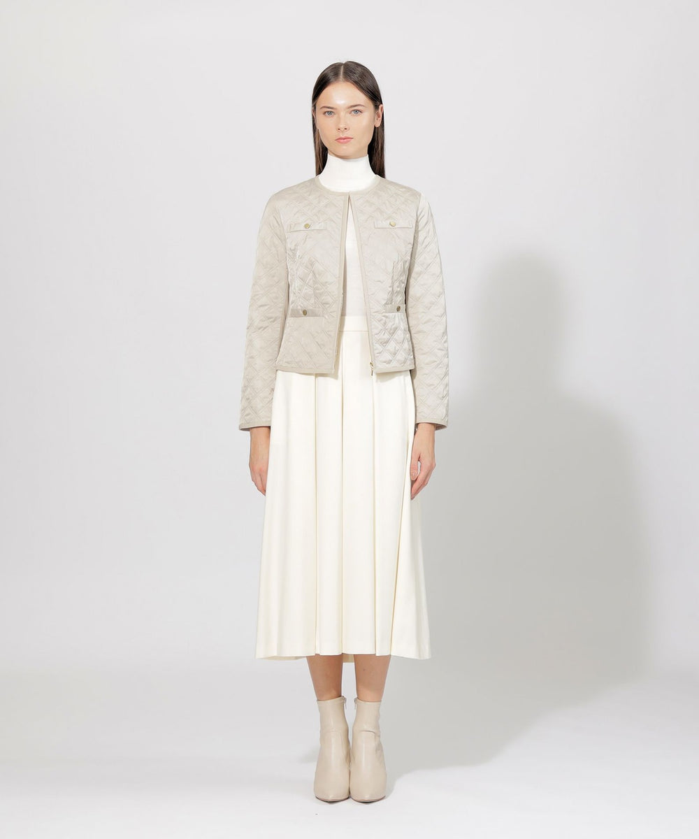 サテンキルト ニットコンビノーカラージャケット(コート)｜EPOCA