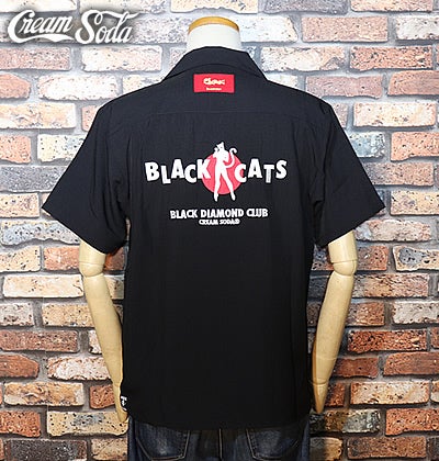 CREAM SODA クリームソーダ ブラックキャッツロゴ刺繍シャツ！ | CREAM