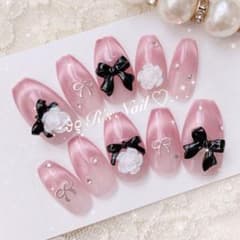 ネイルチップ マグネット フレンチガーリー ワンホン 量産型 韓国 ちゅ