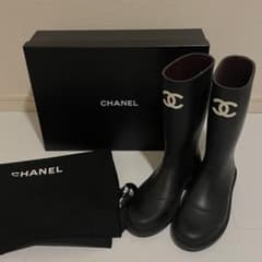 CHANEL シャネル レインブーツ ロングブーツ ブラック 41 正規品 箱付