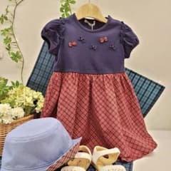 familiar ファミリアチェック柄 半袖ワンピース 100 リボン - メルカリ