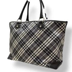 バーバリーブルーレーベル トートバッグ ノバチェック レザー