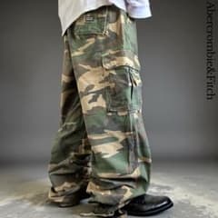 極太00s Abercrombie&Fitch 迷彩ミリタリーワイドカーゴパンツ - メルカリ