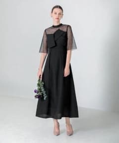 Leja ビスチェ風切り替えプチハイネック花柄シアーレースワッフル生地