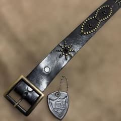 HTC ピーナッツ スティングレイ レザースタッズベルト ブラック ブラス