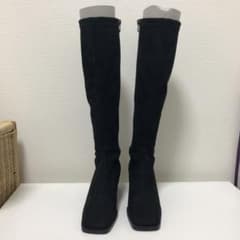 銀座かねまつ ブラック スエード ロングブーツ ニーハイ 22cm 美品
