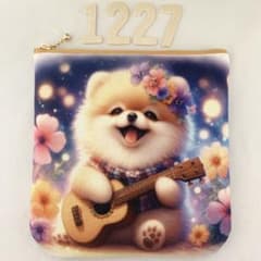 1227.ポメラニアン パネル生地 ふかふかポーチ - メルカリ