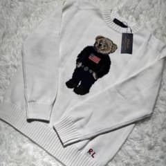 M ラルフローレン ポロベア ニット セーター ホワイト メンズ