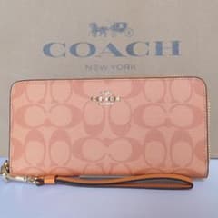 新品 COACH コーチ長財布 シグネチャー ロング ジップ C4452オレンジ