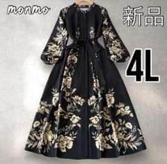 大きいサイズ 4L 5L 黒 花柄 ロング ワンピース 上品 綺麗 春 K644