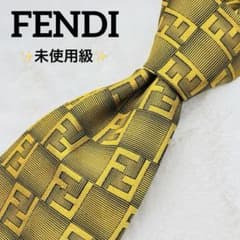 極美品✨フェンディ ネクタイ ズッカ柄 FFロゴ ゴールド 金 黒 シルク