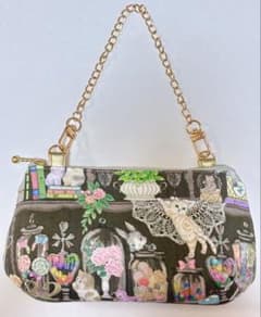 ハンドメイドポーチ ミニポシェット ユキエモン 手持ちチェーン付き