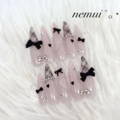 No.48 ネイルチップ ピンク 韓国 量産型 フレンチガーリー ワンホン