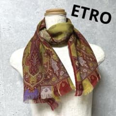 ETRO エトロ ペイズリー柄 スカーフ ショール 絹 シルク ウール silk