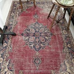 トルコ ヴィンテージラグ A123 超大判 ダークレッド ネイビー