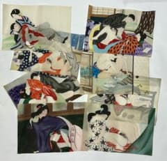 彩色肉筆春画」絹本 8枚|艶本 わじるし わじるし わ印 浮世絵 錦絵 和