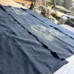 藍染め 無地 筒描き 3巾 木綿 古布 リメイク パッチワーク 時代布