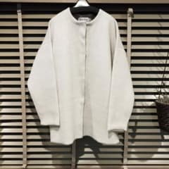 BEARDSLEY ビアズリー 洗えるニットコート アイボリー ノーカラー