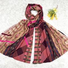 ピエールルイマシア 大判ストール 総柄 シルク100% カシミヤ