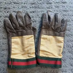 GUCCI グッチ 本革 ホースビット レザーグローブ ブラウン 7 1/2