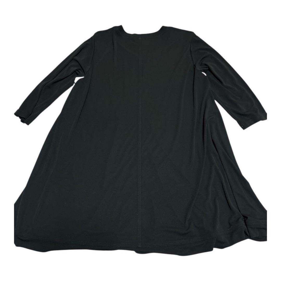 ☆トクコプルミエヴォル チュニック カットソー 総柄 七分袖 ブラック