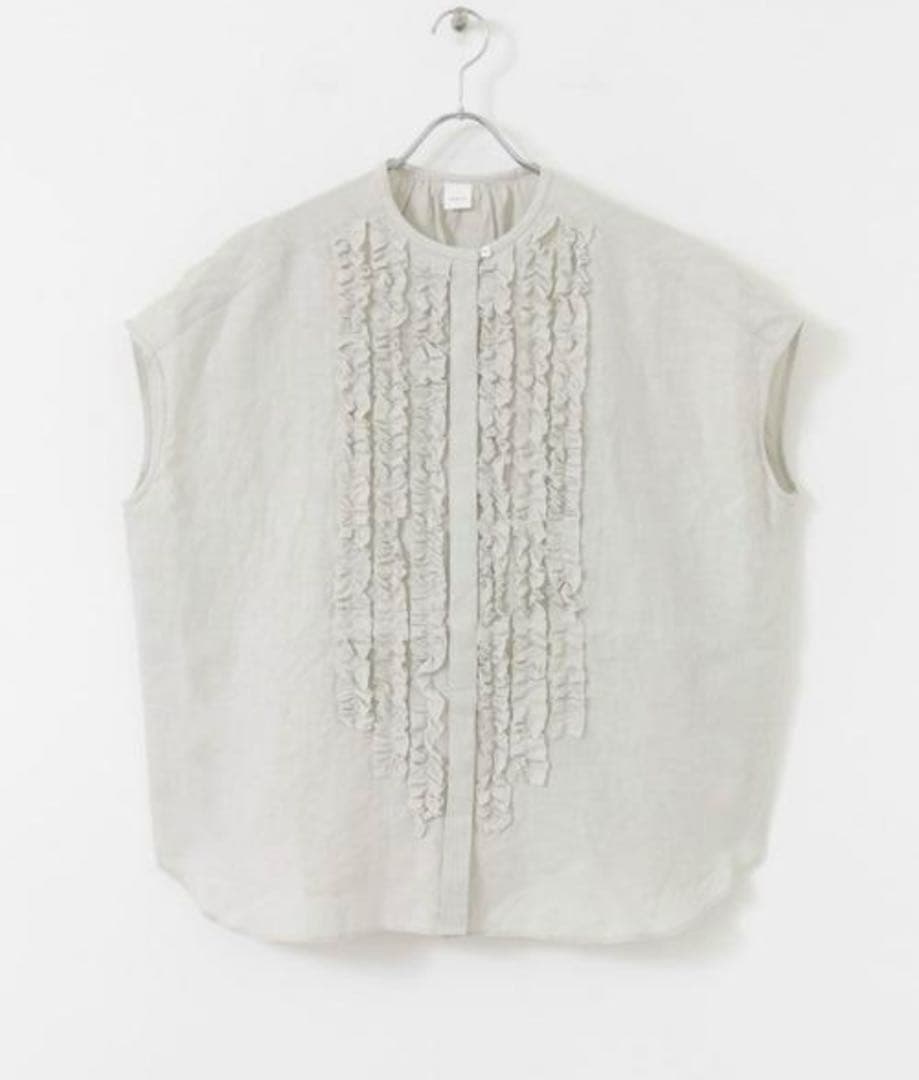 新品タグ付 かぐれ リネンフリルフレンチワイドシャツ SMOKESAGE 完売