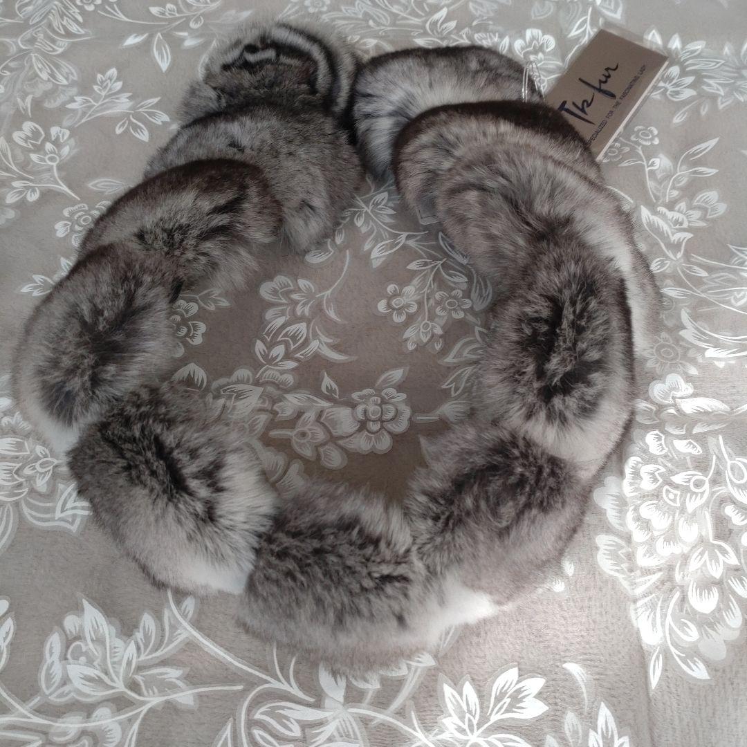 新品未使用 百貨店購入 タグ付き チンチラマフラー グレー リアル