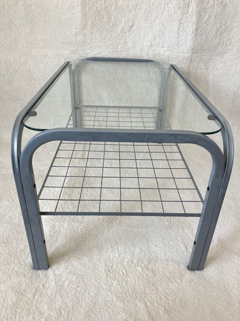 のの様専用 ガラステーブル 昭和 シルバーグレー アイアンフレーム