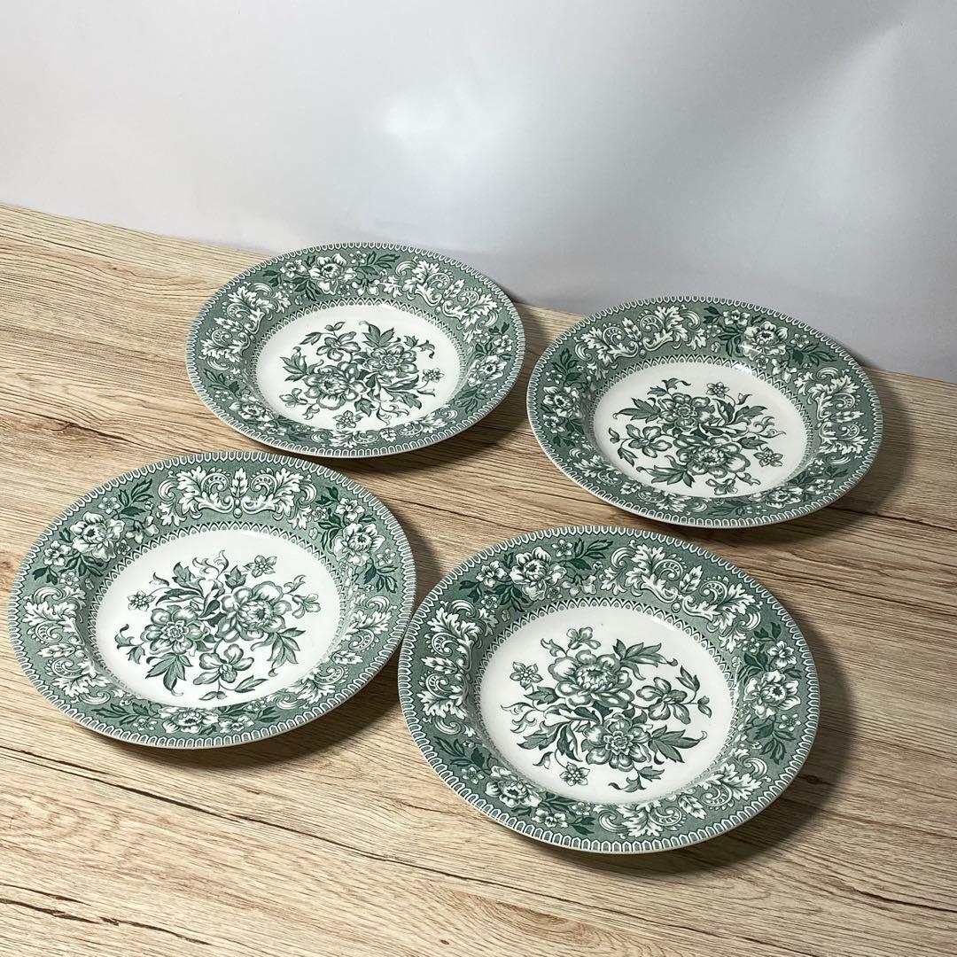 イギリス WESTMINSTER WOOD&SONS スープ皿 4枚 E51 Vintage Wood & Sons | Westminster | Large Deep Plate | Green