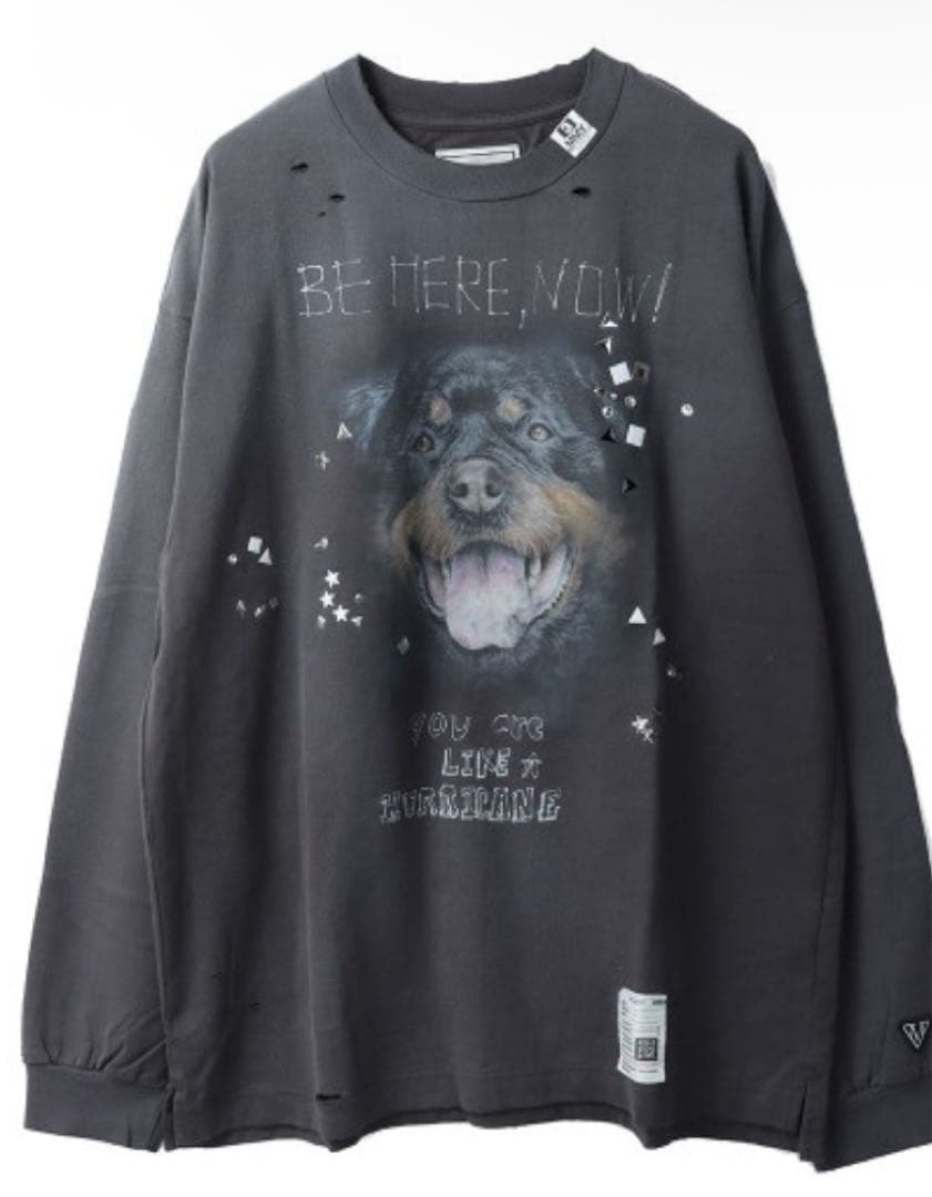 トップス EMBELLISHED DISTRESSED LONG SLEEVES TEE Distressed Long Sleeve in Faded Black – SVRN